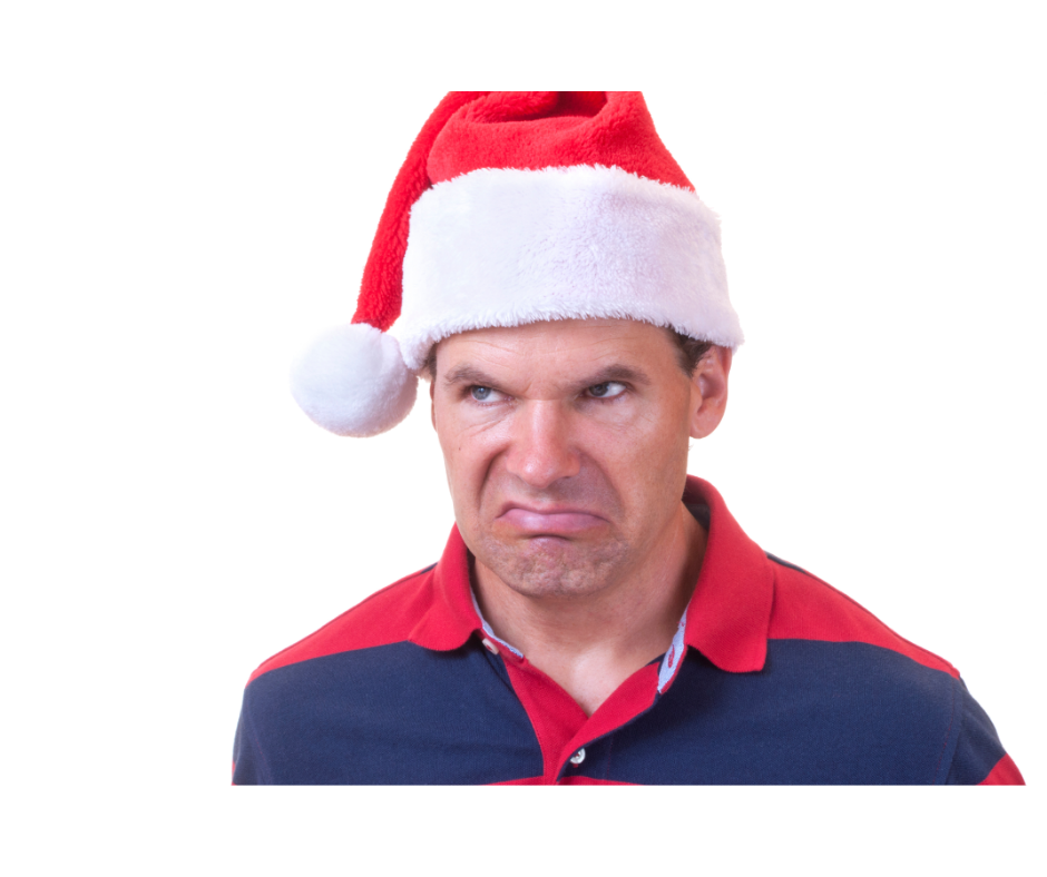 Unhappy man at Christmas who now needs credit repair.